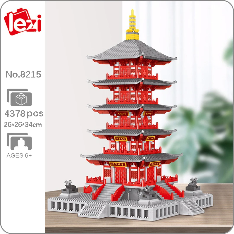 

Lezi 8215 Ancient Architecture Hanshan Temple Tower 3D Model DIY Mini Diamond Blocks Bricks Building Toy for Children no Box