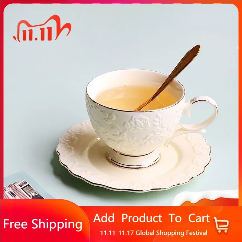 

Британская многоразовая Ретро белая кофейная чашка, элегантная Европейская многоразовая кофейная чашка, наборы для чая, послеобеденного чая, кофейная посуда AA50BD