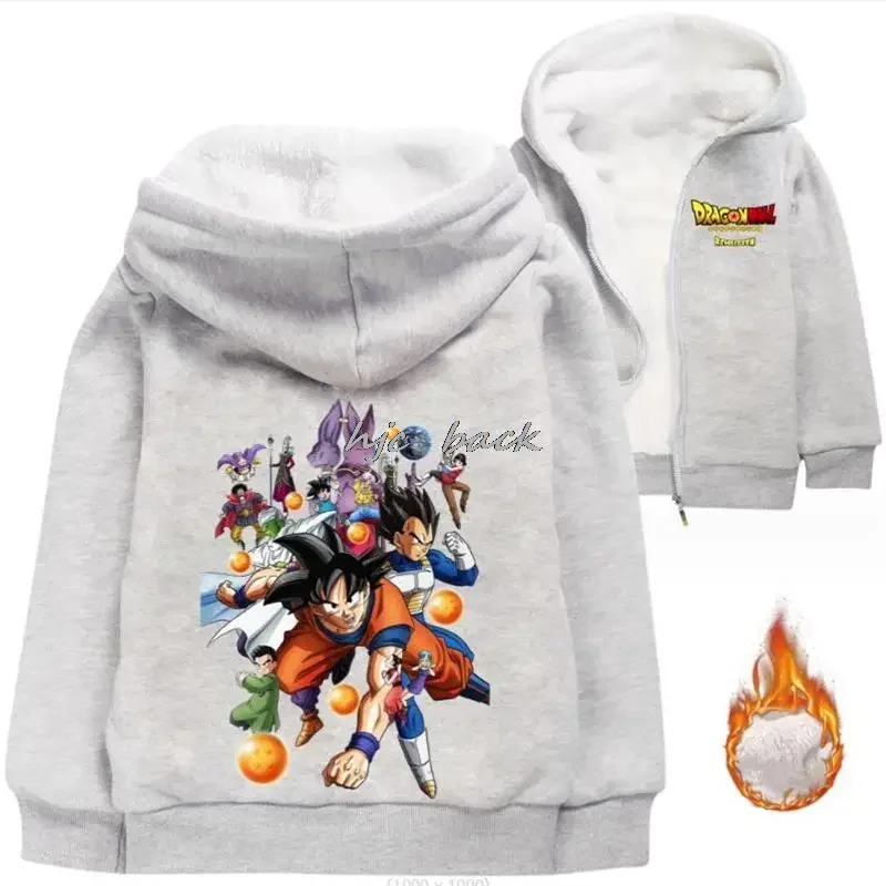 

Dragon Ball Z Kids Jackets Boys Winter Thick Coats Warm Plush Outerwear Girls Hooded Jacket Children Clothes Toddler Overcoat