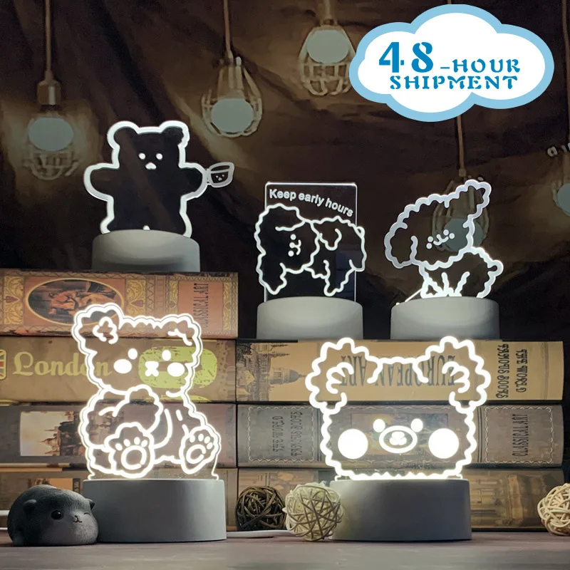 

Night Light Bedside Lamp Bear Color Light Ornaments Children Cute Night Lamp Bedroom Kid Light Gift Pressure Reducing Toy