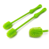 portable silicone bottle brush multi functional kitchen cleaning brush with long handle lightweight convenient green cup brush