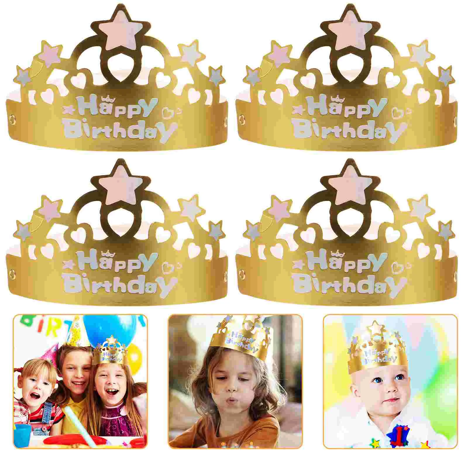 

50 Pcs Birthday Hat Baby Celebration Kids Hats Party Adults Photo Toddler Crown Paper Children Headwear The