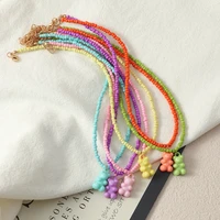 bohemian vintage seed beads necklaces for women chain choker candy resin bear pendant necklace girls summer hip hop punk jewelry