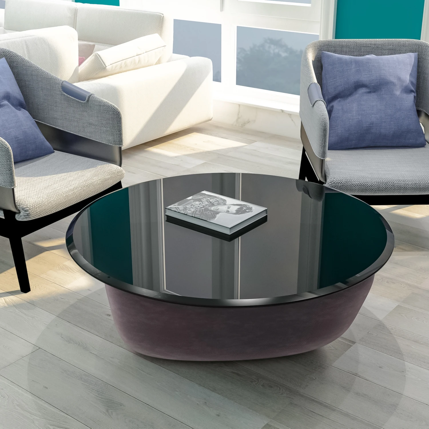 38.6" Inch Round Tempered Glass Table Top Black 2/5" Thick Beveled Polished Edge