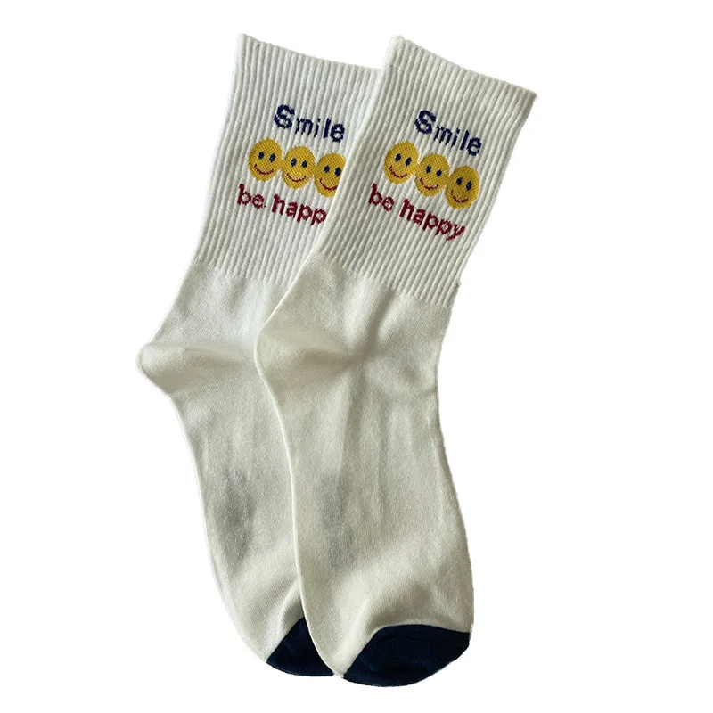 5 Pairs Cute Long Socks Women Cotton 2022 Fashion Winter Keep Warm Print Socks Foot Cover Happy Cycling Skateboard Style Sokken