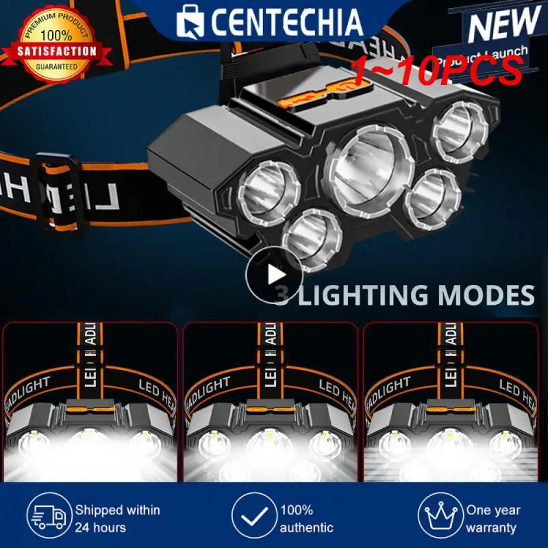 

Мощный светодиодный фонарь, суперъяркий Головной фонарь с зарядкой от Usb, со встроенным аккумулятором, уличная аккумуляторная лампа для ночного освещения, 1 ~ 10 шт.