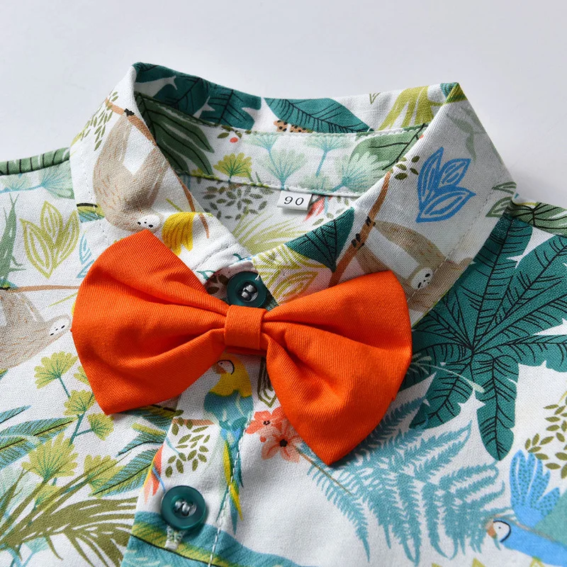 Kids Boys Summer Clothing Set Cotton Floral Print 1 2 3 4 5 6Years Children Shorts Set Casual Beach Baby Boys Clothes