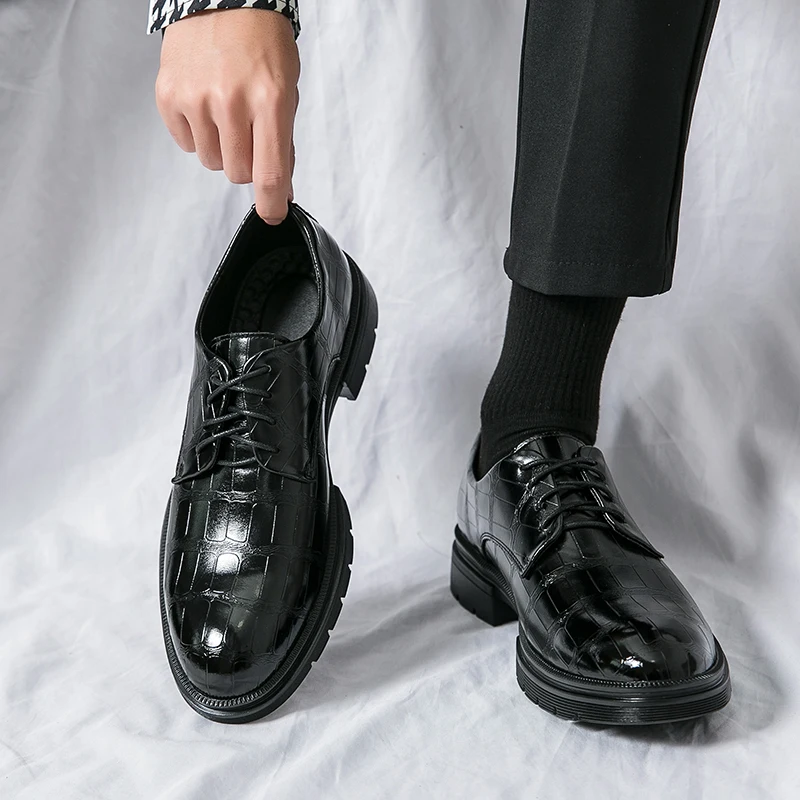 

Men Casual Shoes Brock Oxford Retro Crocodile Leather Men Formal Shoes 2023 Spring Men's Shoes For Men Office Social Derby Shoes