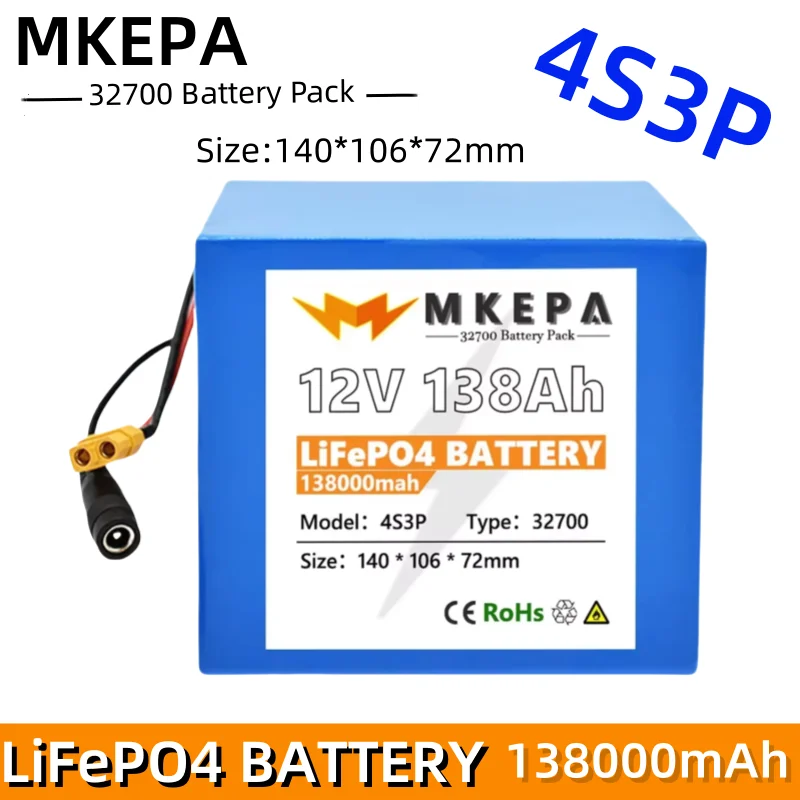 Аккумулятор 12 В 138000 mAh 4S3P для электрической лодки и источника питания