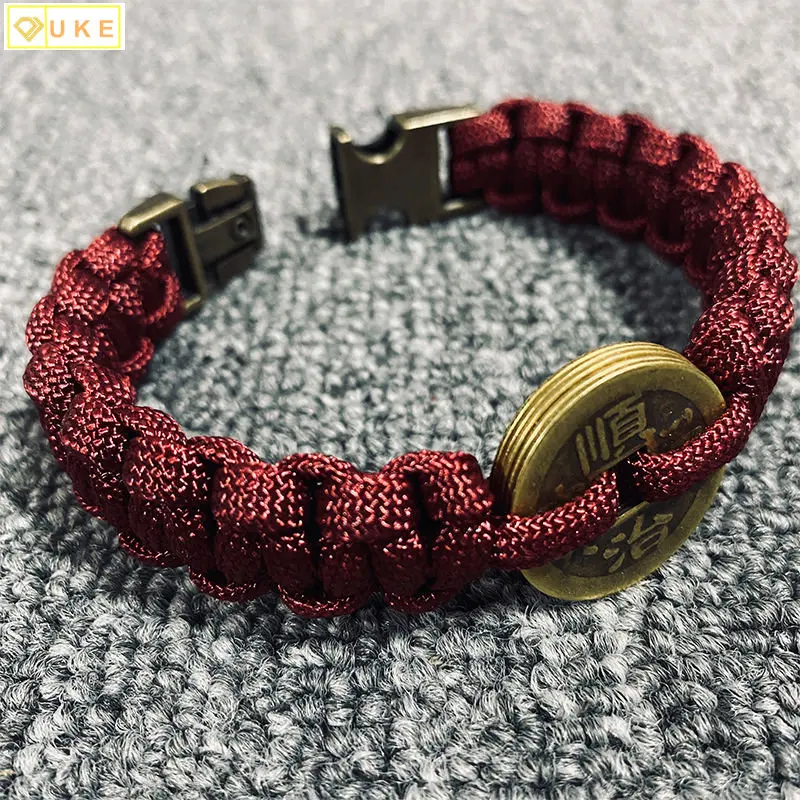 

Brass Five Emperors Money Bracelet Red Rope Pray for Blessing and Peace In The Year of Life Change Safe Lucky Wealth Hand String