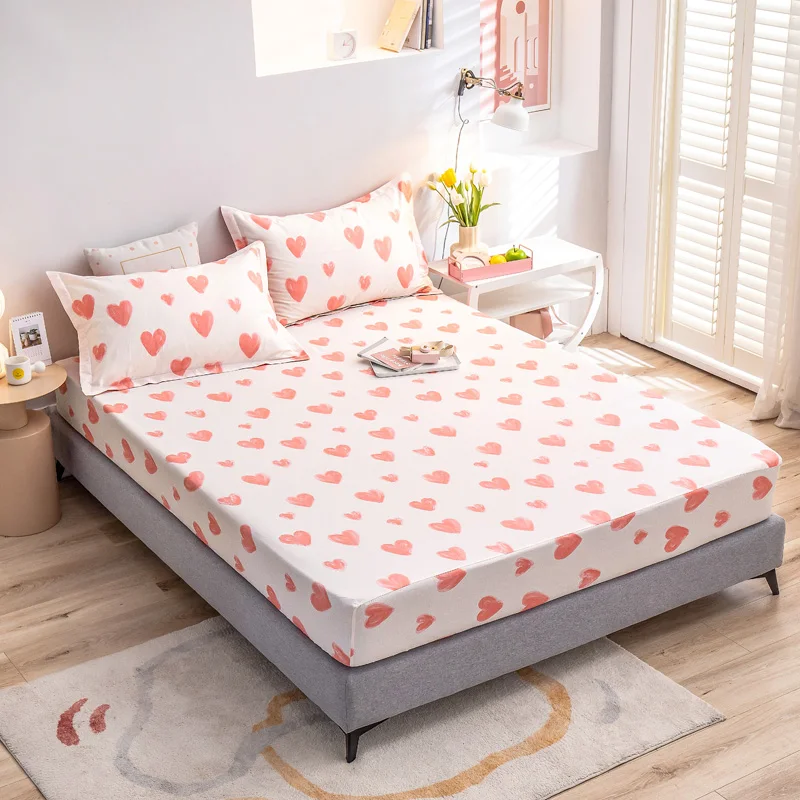 

Printing Fitted Sheet Pure Cotton Mattress Cover Single Double Queen Size Bed Sheet With Elastic Band Bedsheet 160x200