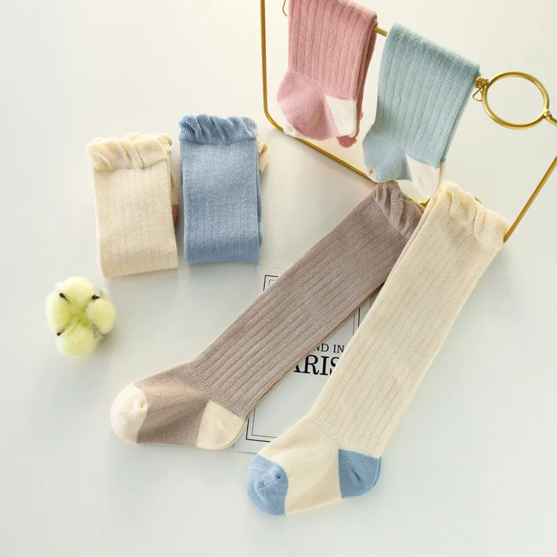 

3 Pairs Winter Combed Cotton Baby Socks Long Tube Knee Length Boneless Baby Socks Newborn Loose Mouth Warm Children's Socks