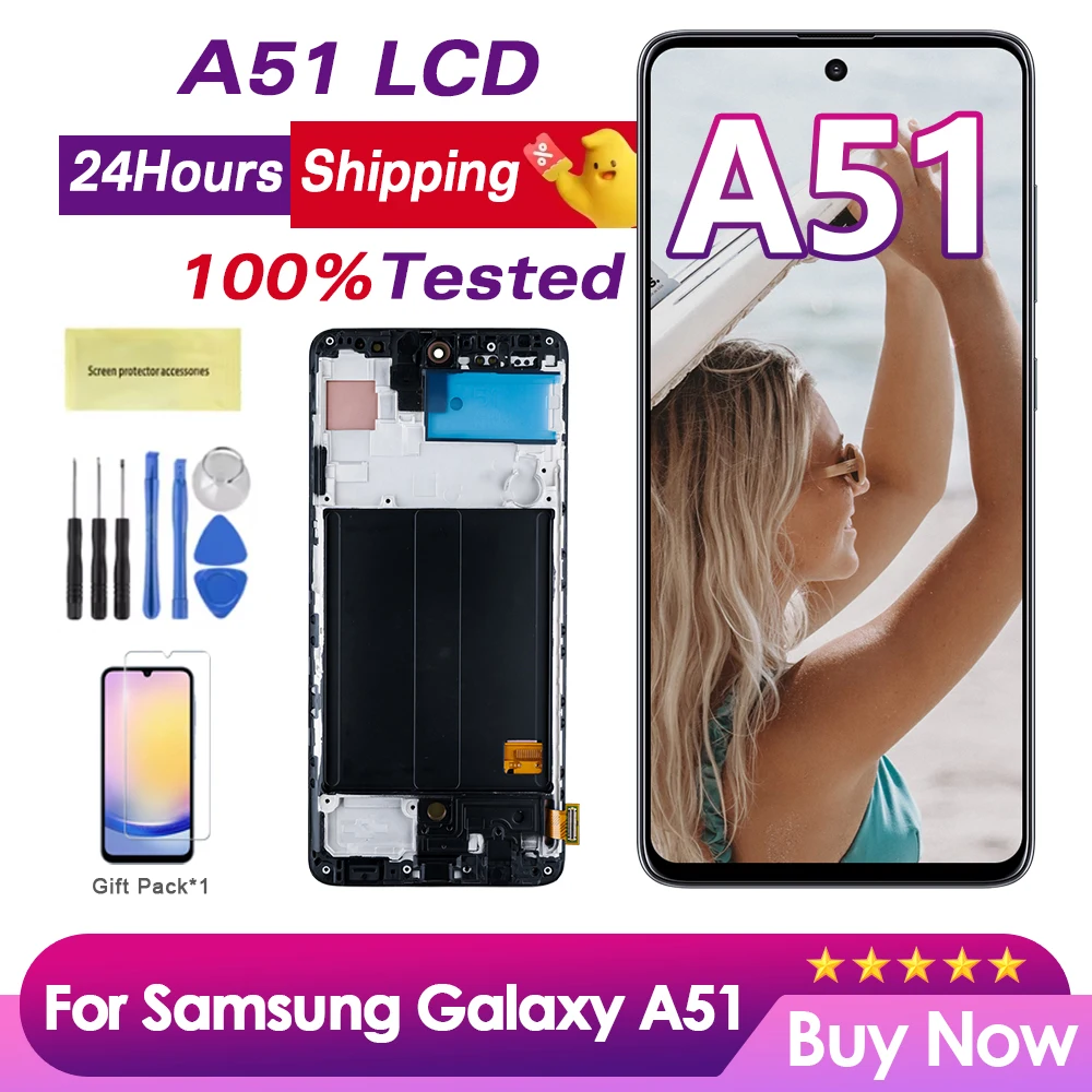 INCELL ЖК-дисплей для Samsung A51 A515F A515F/DS A515FD с сенсорным экраном и рамкой дигитайзер в