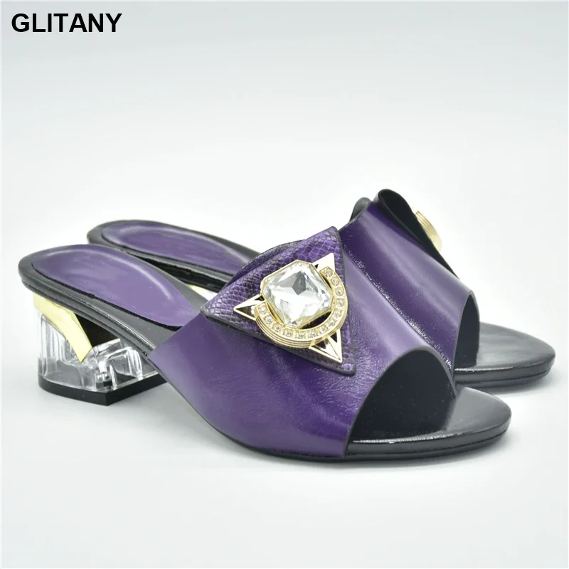 

New Fashion Luxury Shoe Women Designers Nigerian Party Pumps Wedding med Heels Plus Size Ladies Sandals with Heels Slip on Shoes