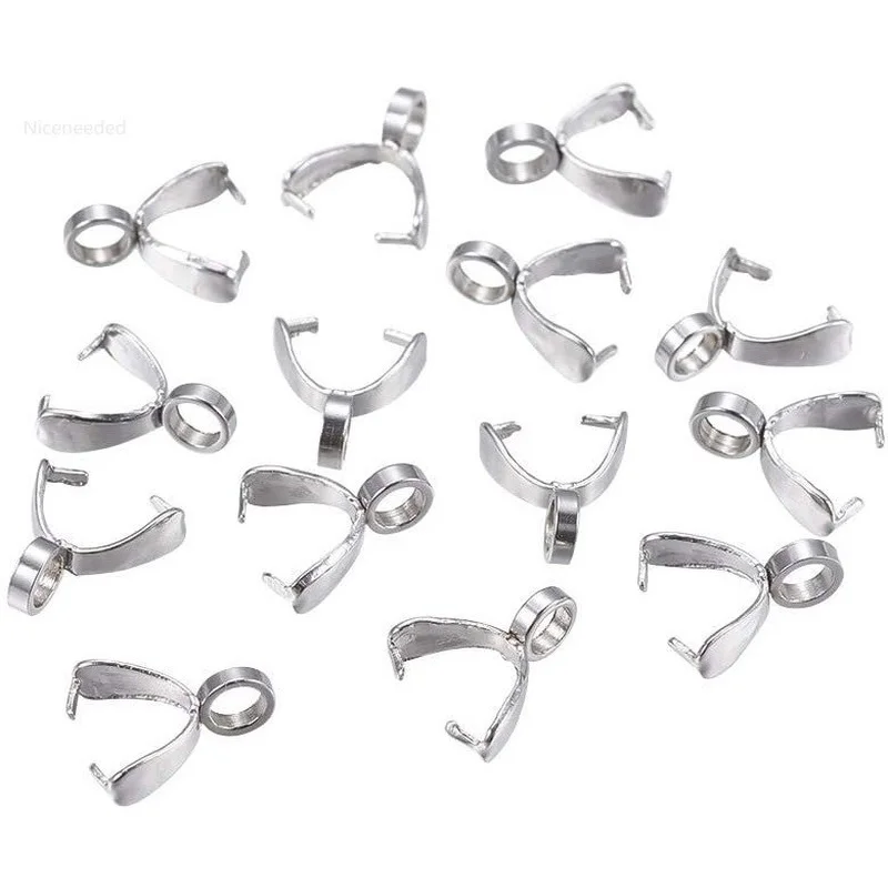 

200pcs Stainless Steel Pendant Pinch Bails Small Hole Bails for Pendant Jewelry Making Findings 9x7x2.5mm Hole 2mm
