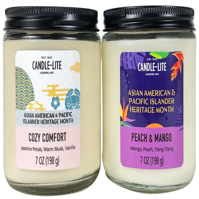 

American & Pacific Islander 4-Pack scented Candle. Peach and Mango & Cozy Comfort