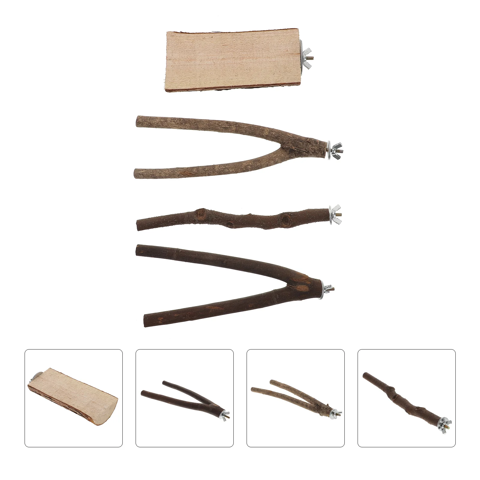 

4 Pcs Durable Wooden Bird Standing Rod Parrot Standing Rack for Birds Pets Parrot