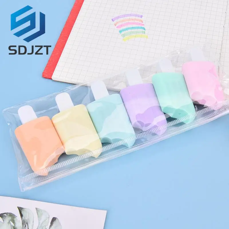 

Hot sale 6 PCS Cute Kawaii Iscream Ice Cream Candy Color Highlighter Office School Supplies Gift