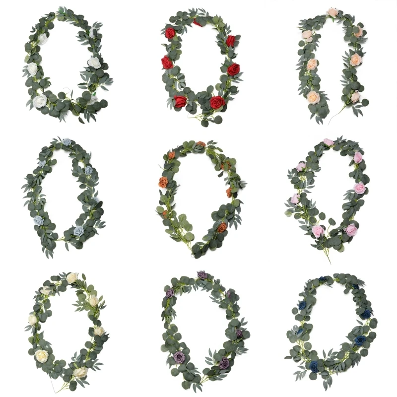 

190cm Flowers Garland Artificial Rose Garland with Flowers Vine for Wedding Centerpieces Table Runner Backdrop Mantle
