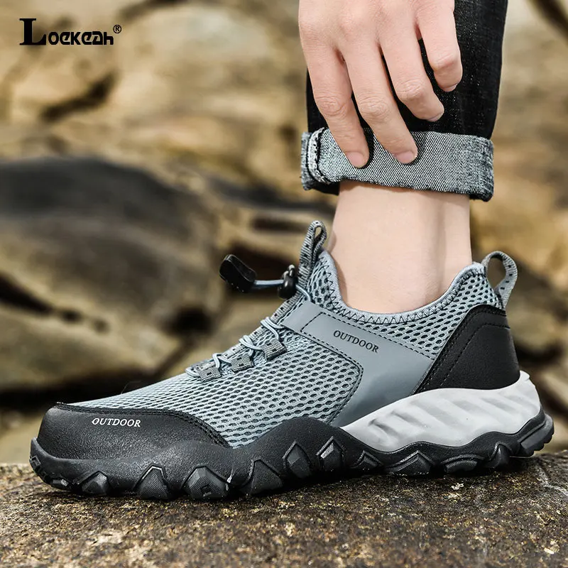 Non Slip Waterproof Mens Hiking Shoes Outdoor Breathable Comfortable Trekking Sneakers Wear-resistant Mountain Climbing Shoes