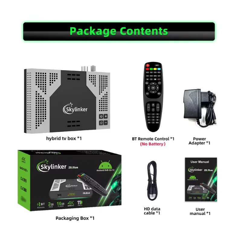 Фото 2026 Skylinker Z8 Plus Гибридная ТВ-приставка Android OTT+ DVB-S2+DVB-T2 HD 4K FTA с H265, 2+16 ГБ, 5G Wi-Fi, OTT DVB-S2 Спутниковый ресивер №4
