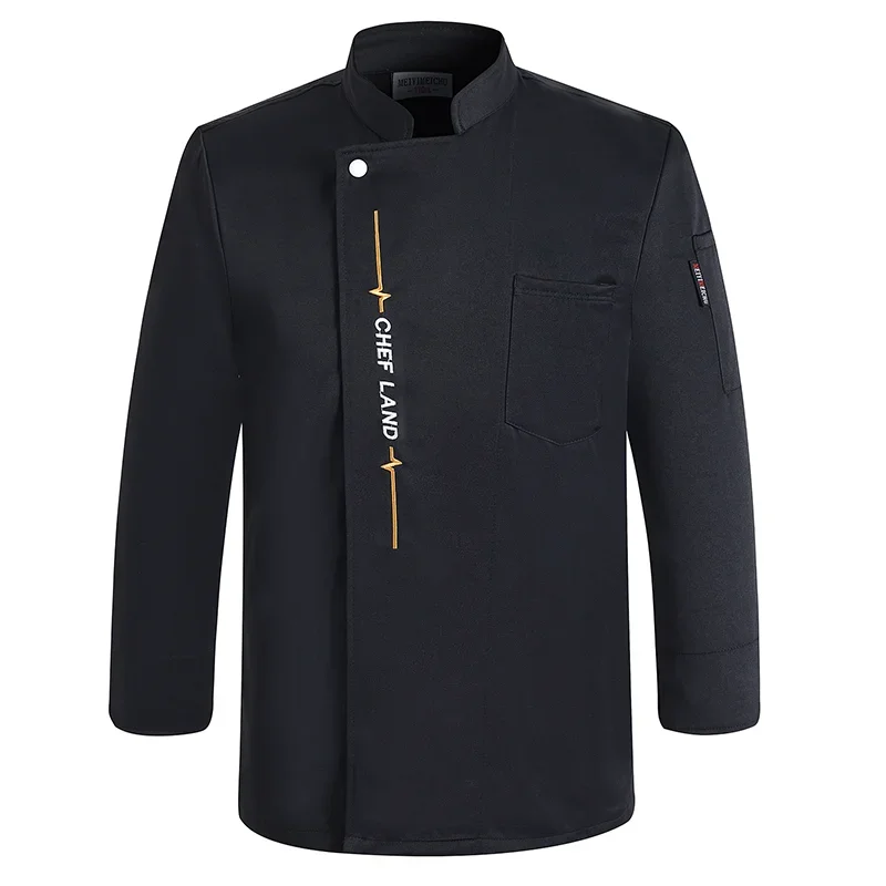 Черные куртки шеф-повара с длинным рукавом униформа для кухни ресторана рубашка
