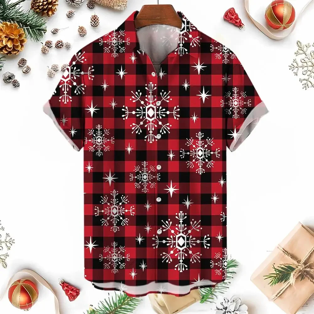 Funny Santa Claus Men's Christmas Shirt Short Sleeve Button-down Summer Holiday Hawaiian Beach Vacation Top
