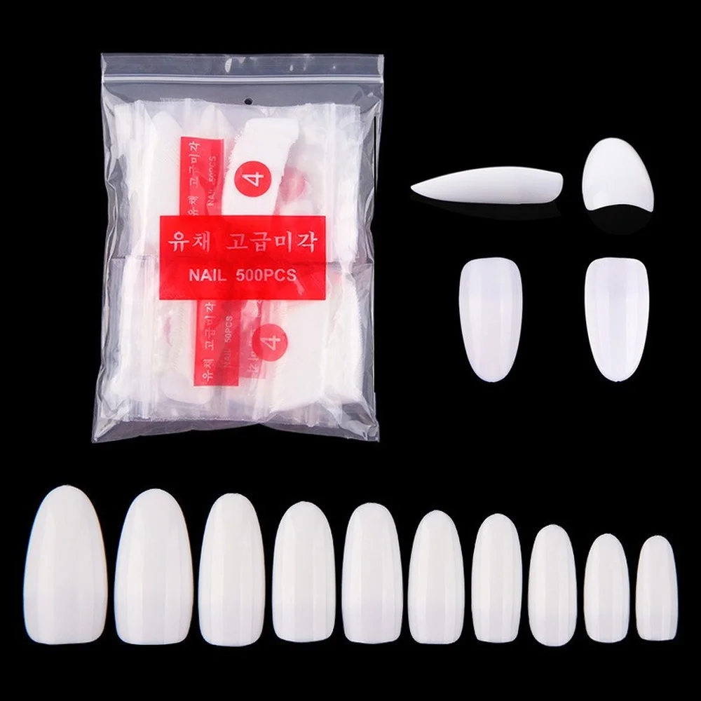 

Japanese-style Round Head Natural Clear White Full Cover Oval Nail Art Tips