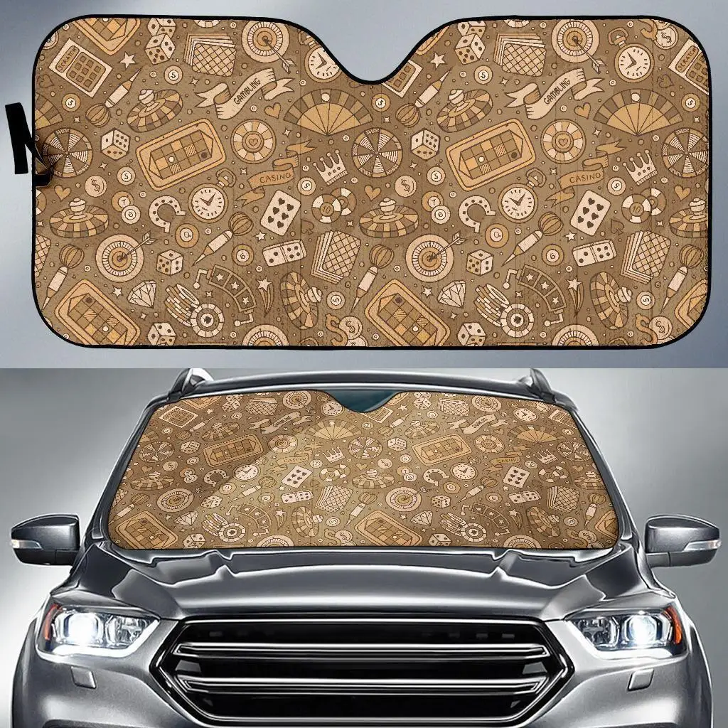 

Gambling Poker Pattern Print Auto Sun Shade Car Windshield Window Cover Sunshade