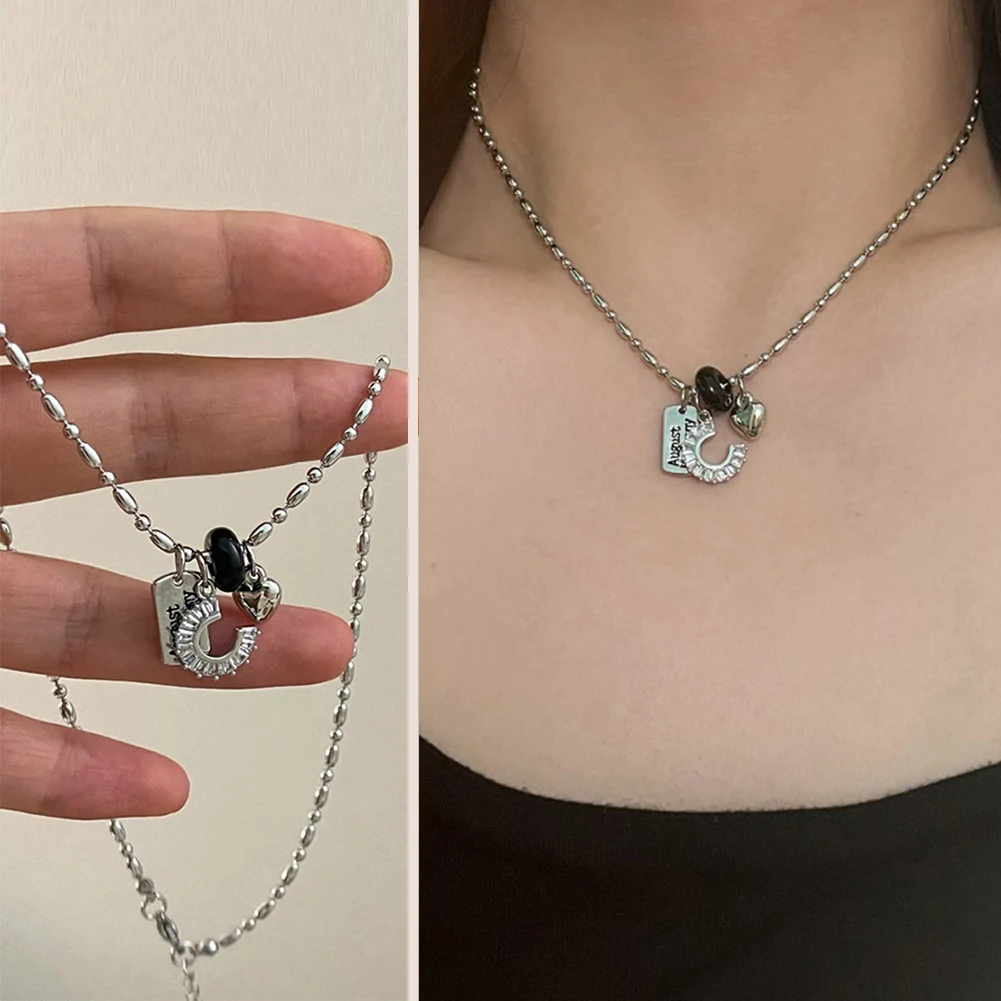 

Black Heart Letter Chain Necklace Neck Jewelry Link Necklace Chain Choker Necklace Romantic Jewelry Necklaces For Cool Girls