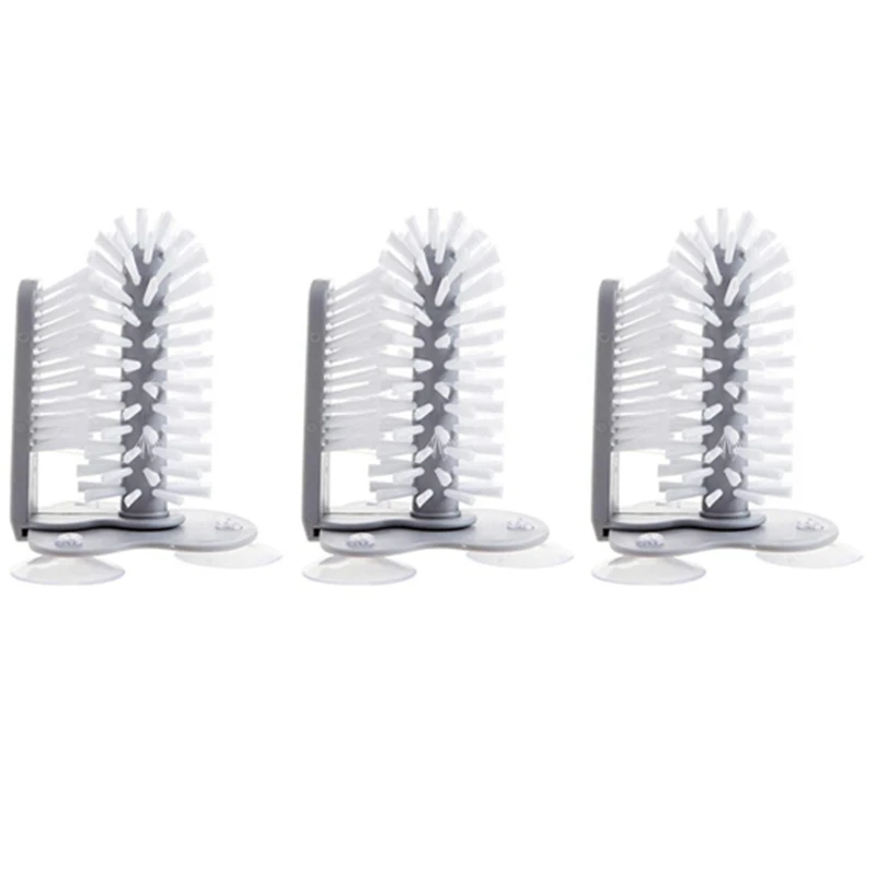 

3Pcs Creative Suction Wall Lazy Cup Brush Glass Cleaning Brush Kitchen Rotating Water Cup Tea Cup Brush