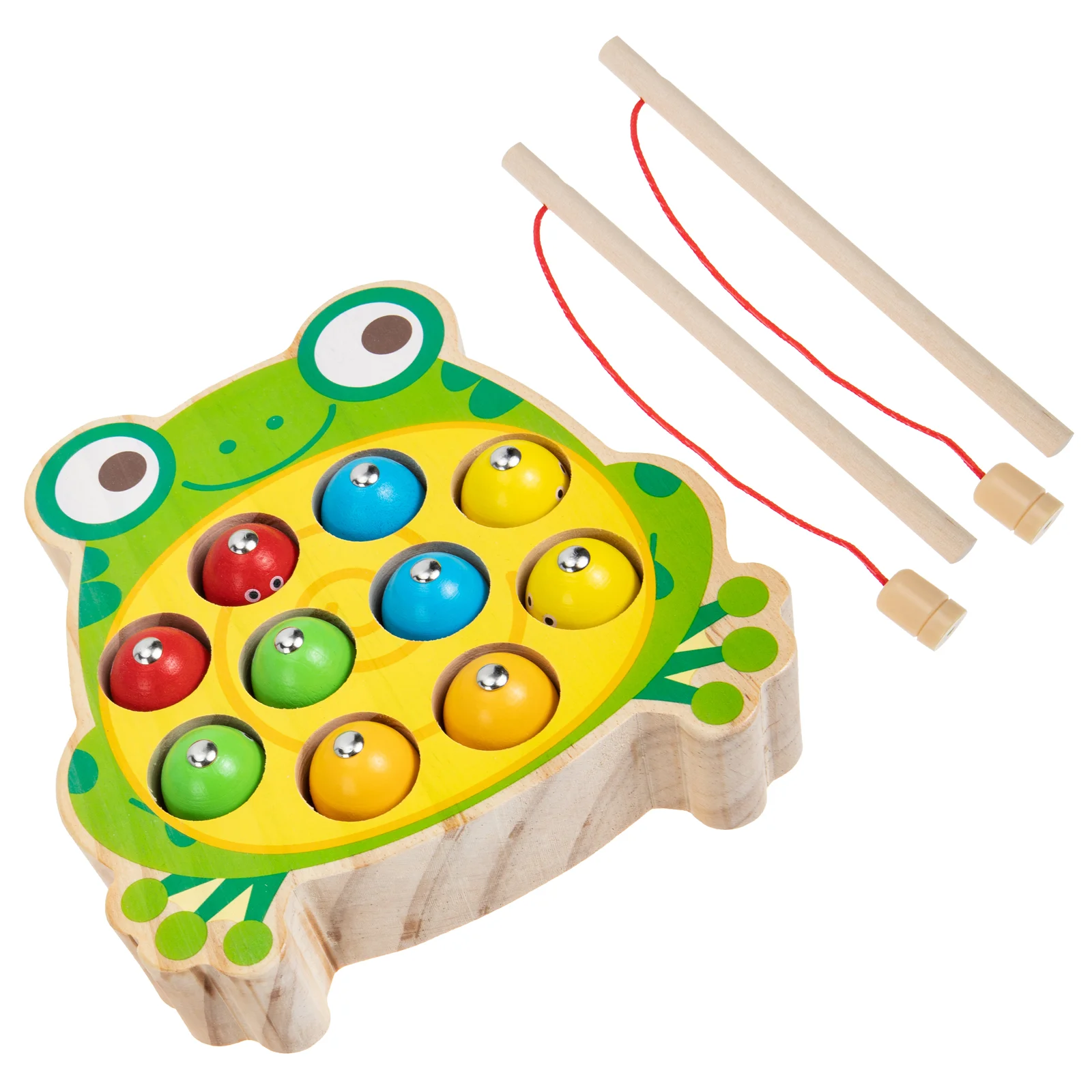 

1 Set of Wooden Magnetic Fishing Game Kids Fishing Wooden Frogs Fishing