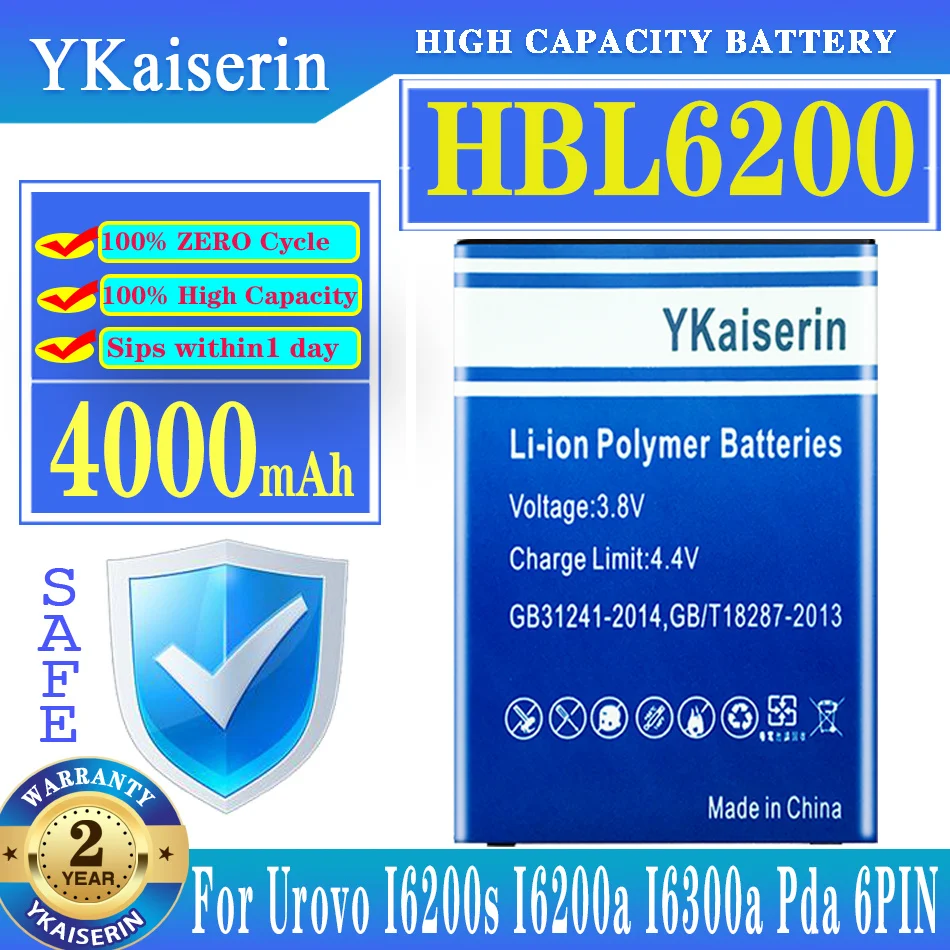 

YKaiserin Battery HBL6200 HBL 6200 4000mAh for Urovo I6200s I6200a I6300a Pda 6PIN Batteries
