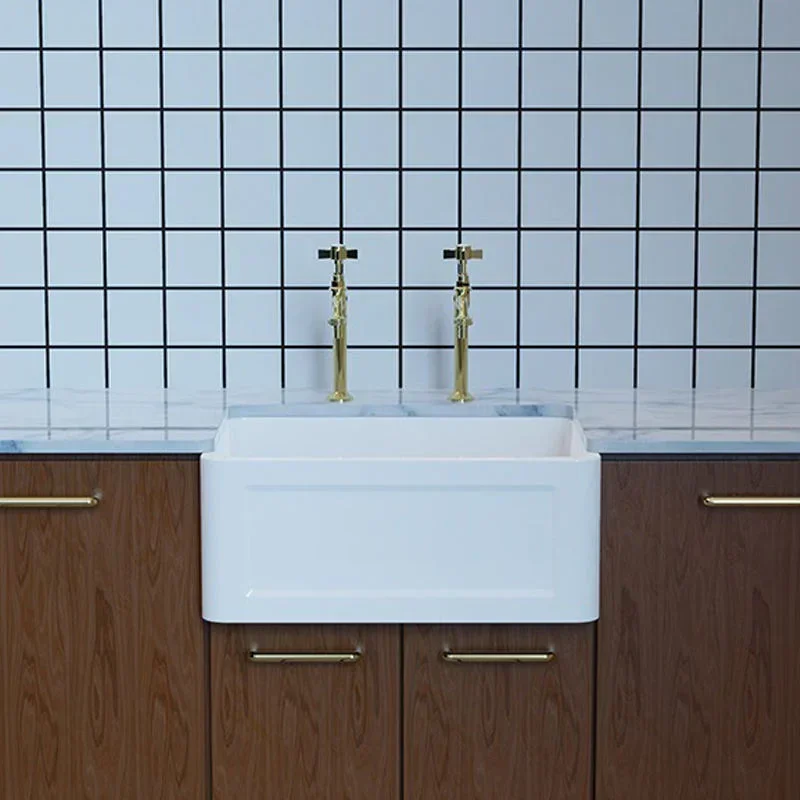 Популярный дизайн белая керамическая одинарная чаша для мытья ручная кухонная