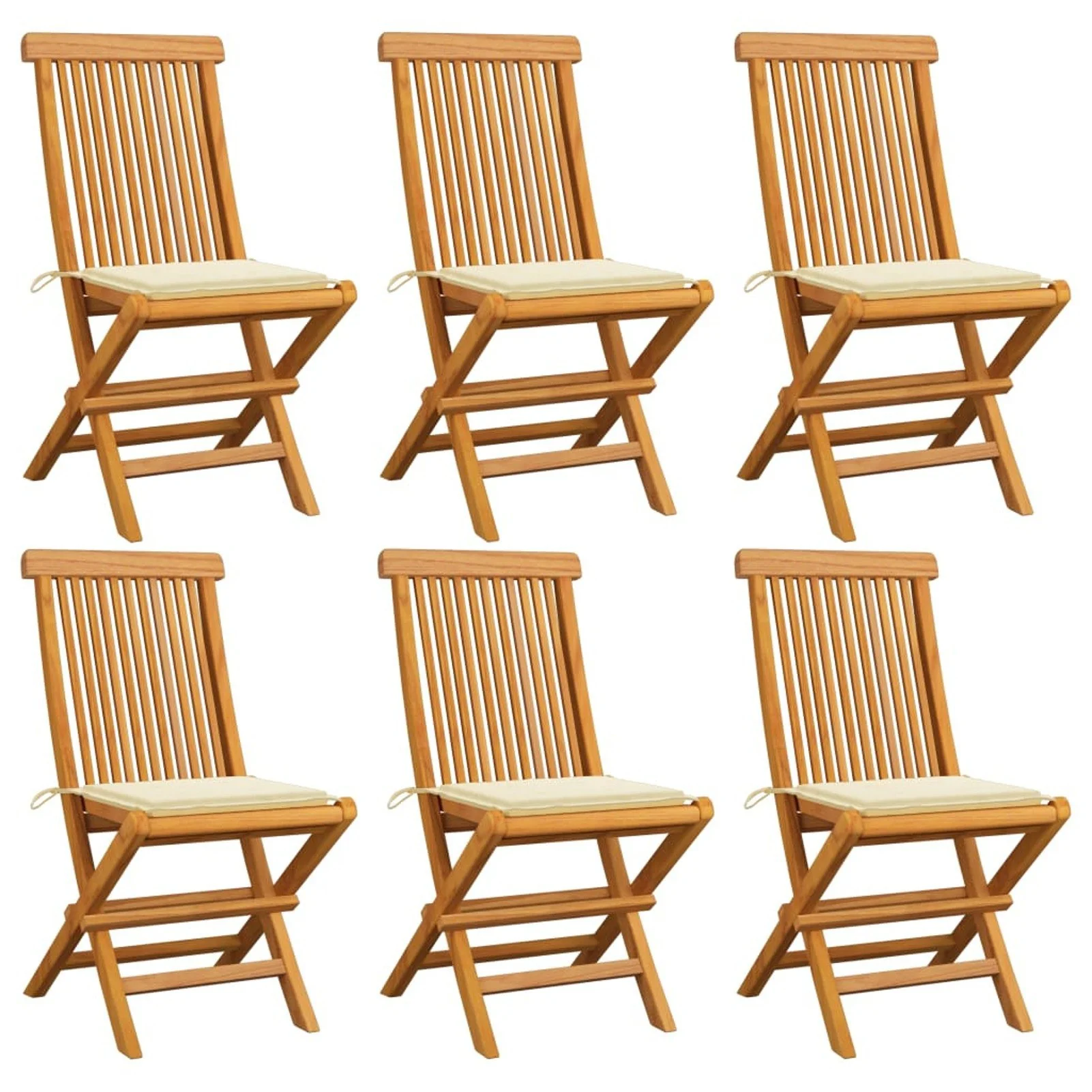 

Patio Chairs with Cream Cushions 6 pcs Solid Teak Wood