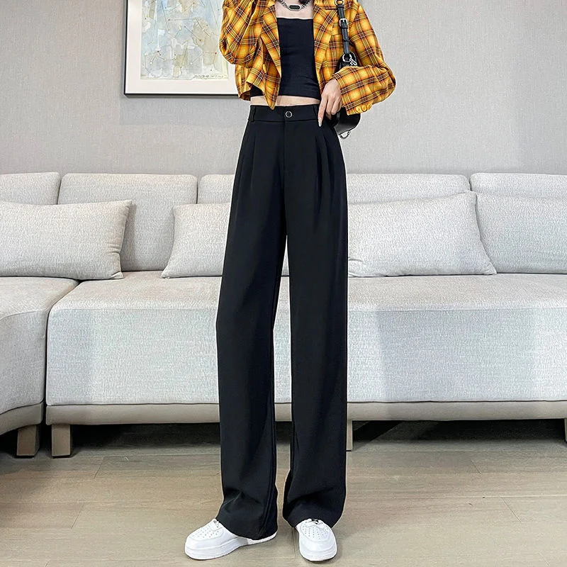 High-waist Casual Narrow Suit Pants Women's Spring And Autumn New Anti-wrinkle Thin Droop Feeling Straight Wide Leg Pants