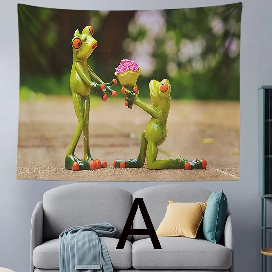 

FFO Pattern Funny Frog Tapestry Wall Hanging Cute Animal Carpet Art Decor Tapestry Room Decoration Tapestries Meme Kermit Frog