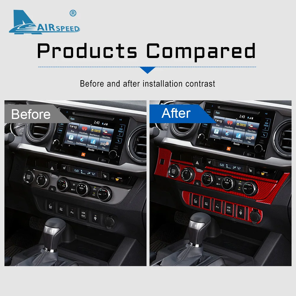 Настоящая мягкая внутренняя наклейка из углеродного волокна для Toyota Tacoma 2016 2017 2018 2019 2020 2021 2022 2023, автомобильные аксессуары, центральные (art.: 3920d451dcf18) - 3920d451dcf18