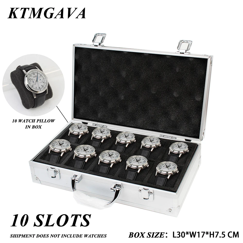 10 Slots Watch Storage Box Aluminum Alloy Useful Jewelry Wrist Watches Holder Display Box Watch Holder Box Organizer Toolbox