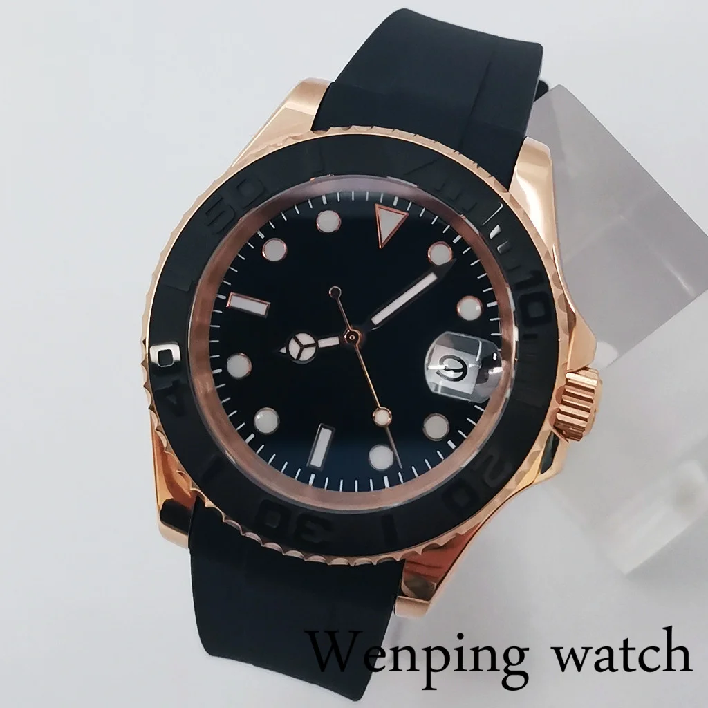 40mm Men's Classic Top Luxury Mechanical Watch Rose Gold Two-way rotating case Sapphire Glass NH35 Movement Automatic |