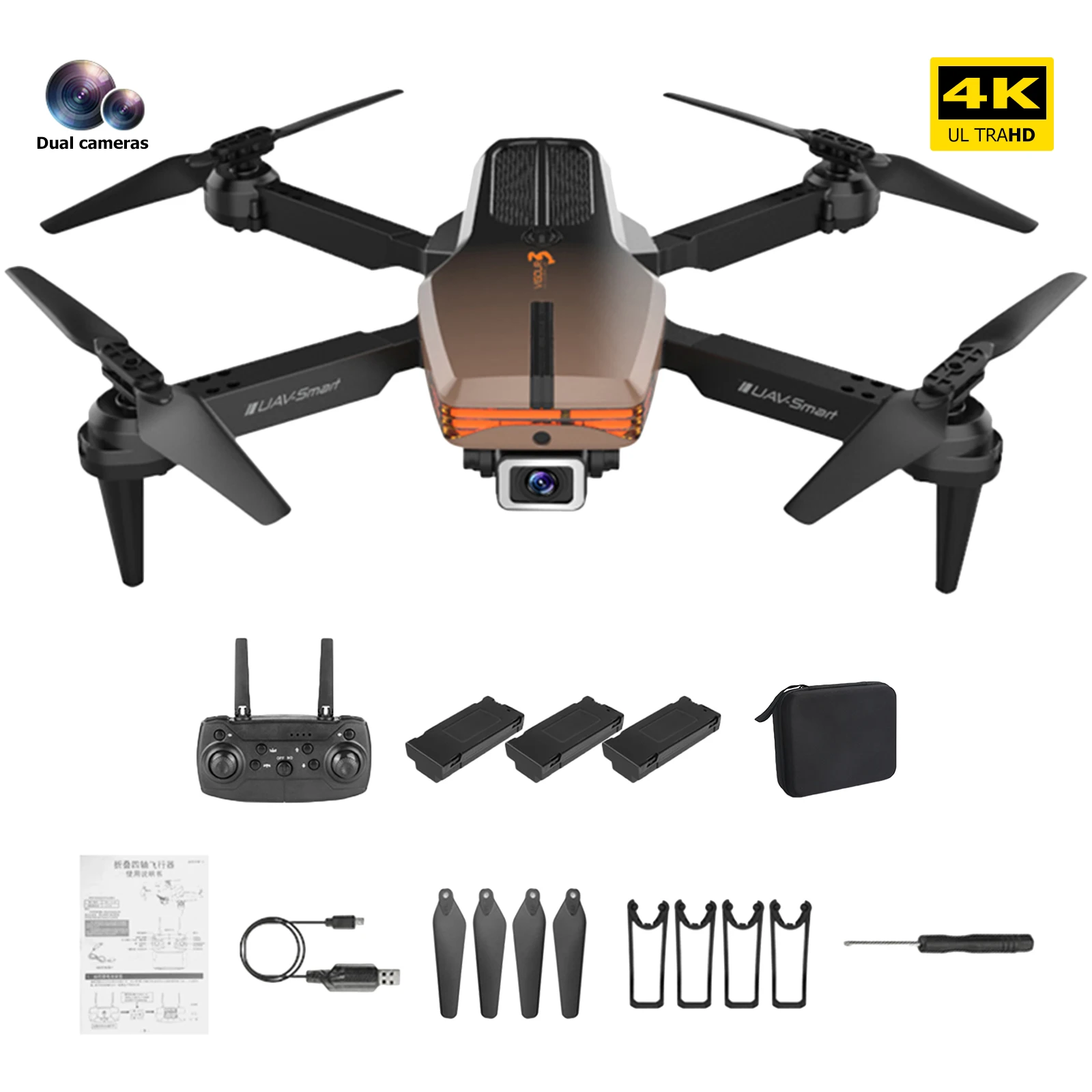 

V3 Pro RC Drone 2.4GHz with LED Lights FPV Drones RC Foldable Quadcopters 4K HD Camera for Kids Gift