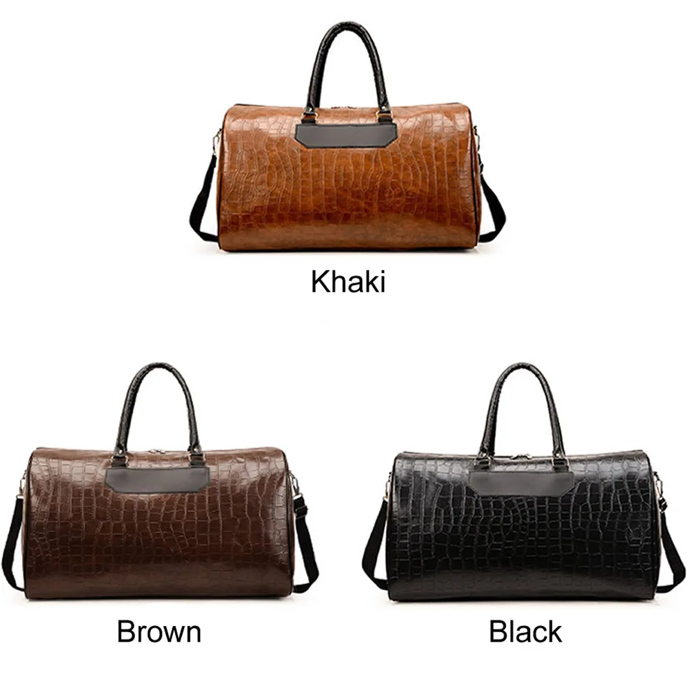 Leather Travel Bag High Capacity Cylinder Sports Fitness Bag Business Casual Business Casual Short Business Trip Large Luggage