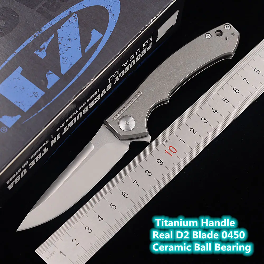 

JUFULE ZT0450 Real D2 Mark S35VN Titanium Ceramic Ball Bearing Hunt Survival Tactical Outdoor EDC Tool Folding Camp Pocket Knife