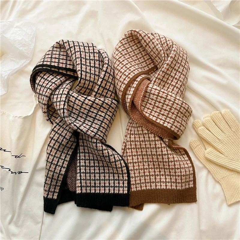 

New Warm Soft Knitted Women Scarf 2022 Long Skinny Winter Korean Style Woolen Yarn Elastic Neckerchief Foulard Bufanda for Grils