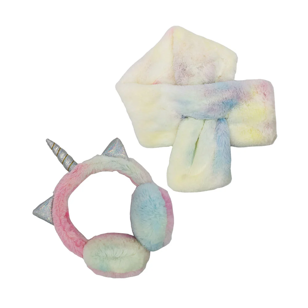 

Наушники, теплые наушники, шарф, детские зимние плюшевые аксессуары для шеи, теплые радужные Чехлы для девочек, пушистый набор из искусственного меха, женские подарки