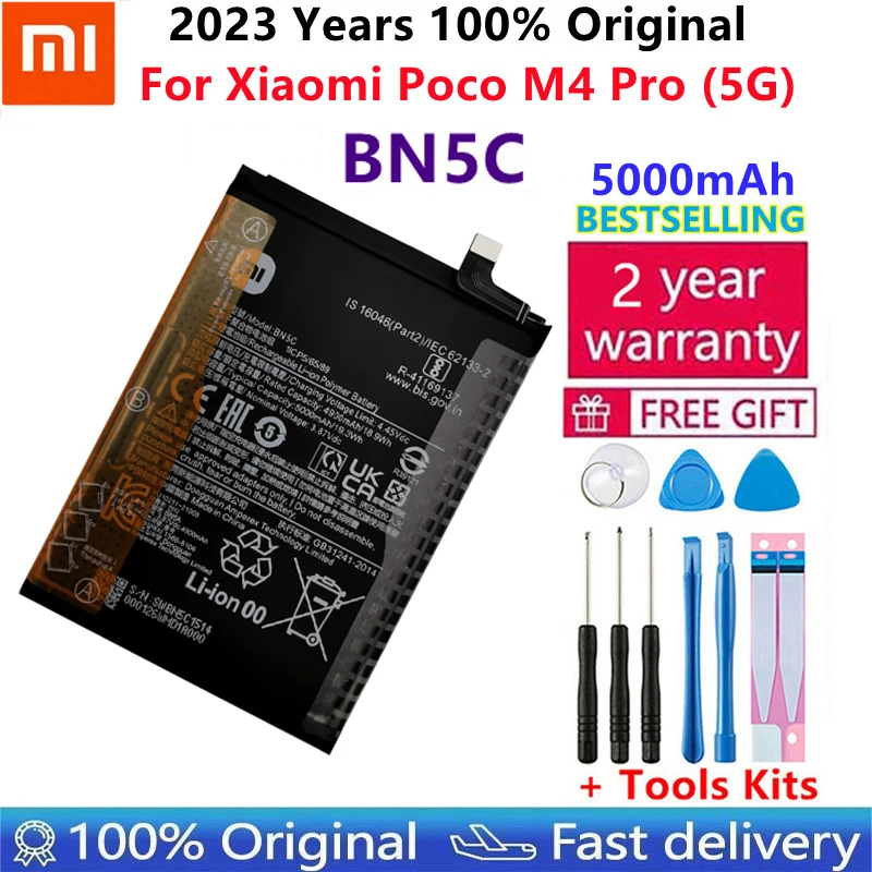 

100% Original New High Quality Xiao Mi BN5C Replacement Phone Battery For Xiaomi Poco M4 Pro 5G M4pro 5000mAh Batteries Bateria