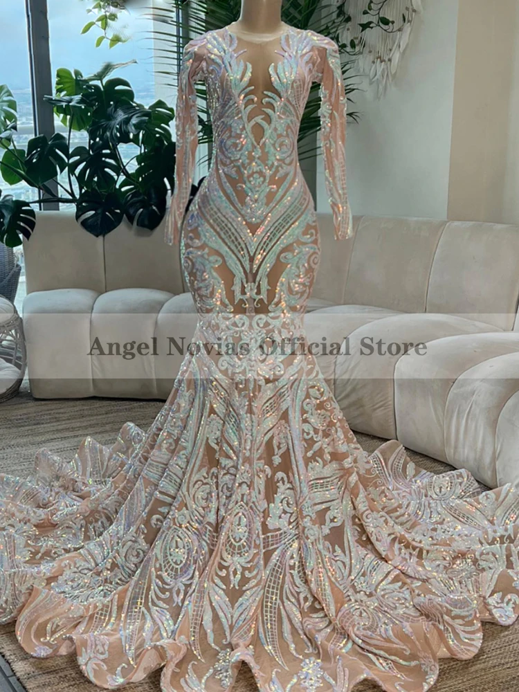 

Женское кружевное платье-русалка, элегантное платье с длинным рукавом для выпускного вечера, 2023