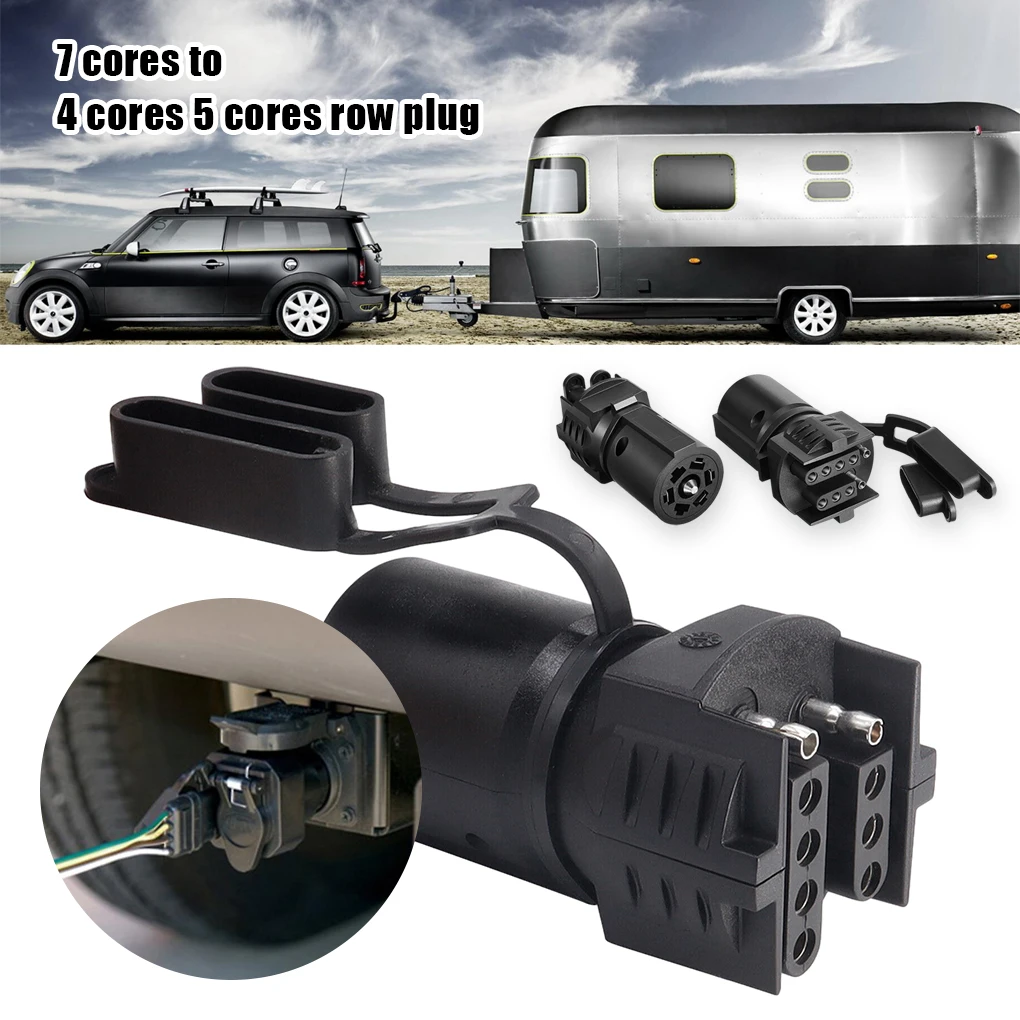 

Black Convert 7-way Plugs Into 5-way And 4-way Versatile Trailer Plug Adapter Etc Nylon Cars Dust Prevention RVs