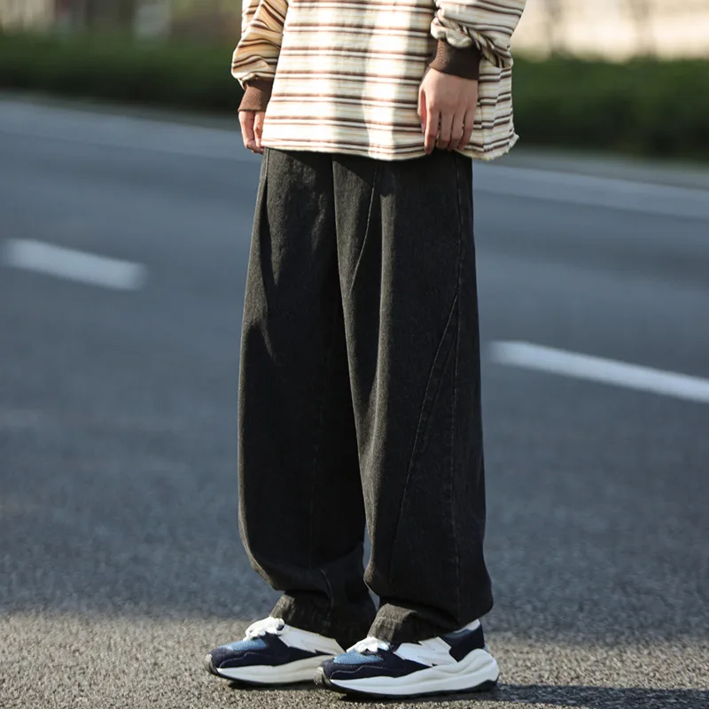 Blue/Black Baggy Jeans Men Fashion Casual Oversized Wide Leg Jeans Men Streetwear Hip Hop Straight Denim Pants Mens Trousers