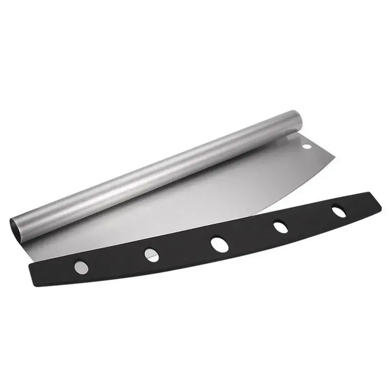 

Pizza Cutter Rocker Large Handheld Professional Cutter Not Easy To Bend High Hardness Stainless Vegetable Cutter With Cover